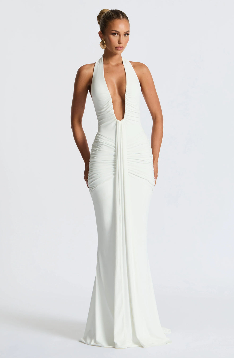 LAVIVE Draped Jersey Maxi Dress