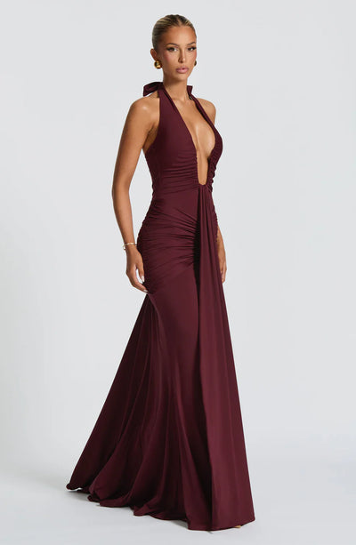 LAVIVE Draped Jersey Maxi Dress