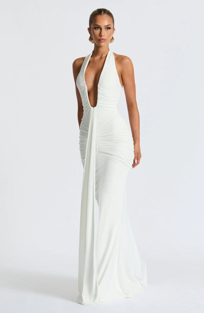 LAVIVE Draped Jersey Maxi Dress